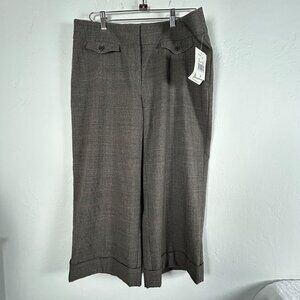 Cabi Womens Mid-Rise Wide-Leg Crop Pant Size 12 Gray Plaid Style 630 Casual New